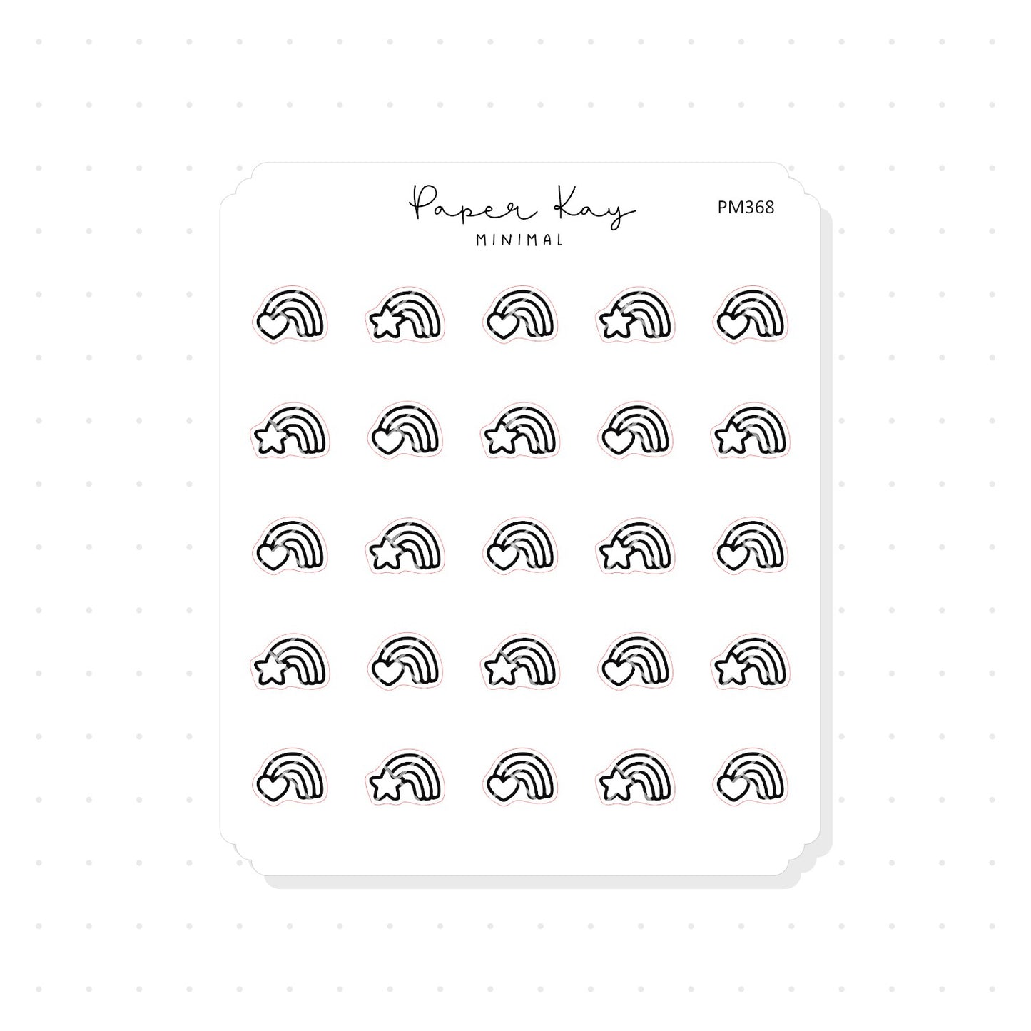 (PM368) Star + Heart Rainbow - Tiny Minimal Icon Stickers