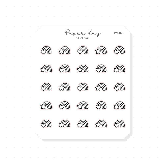 (PM368) Star + Heart Rainbow - Tiny Minimal Icon Stickers