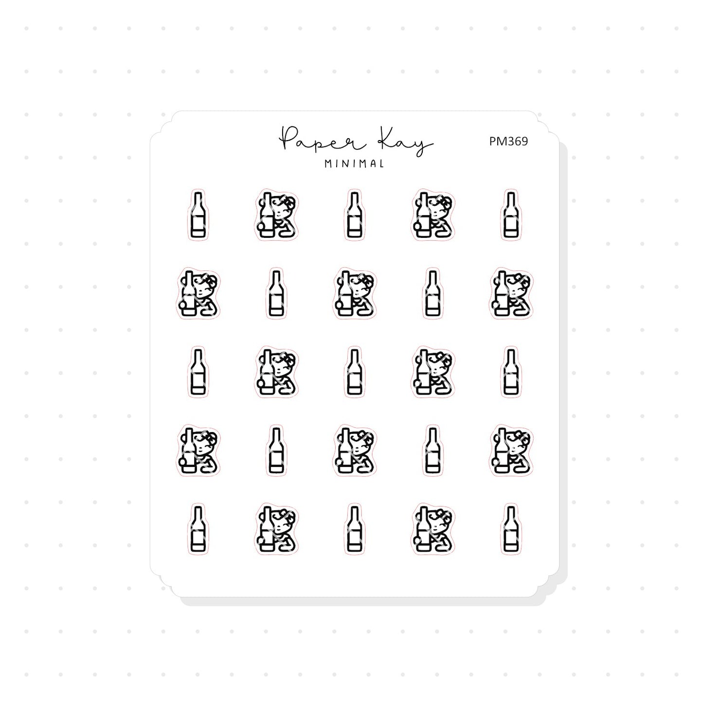 (PM369) DTB Drinking Beer - Tiny Minimal Icon Stickers