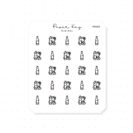 (PM369) DTB Drinking Beer - Tiny Minimal Icon Stickers