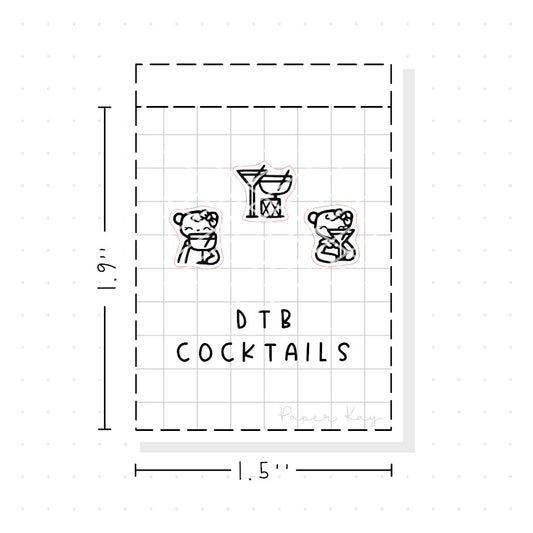 (PM370) DTB Drinking Cocktails - Tiny Minimal Icon Stickers