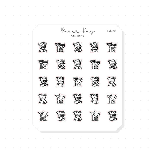 (PM370) DTB Drinking Cocktails - Tiny Minimal Icon Stickers