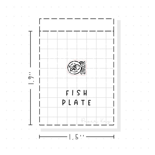 (PM373) Fish Dinner Plate - Tiny Minimal Icon Stickers