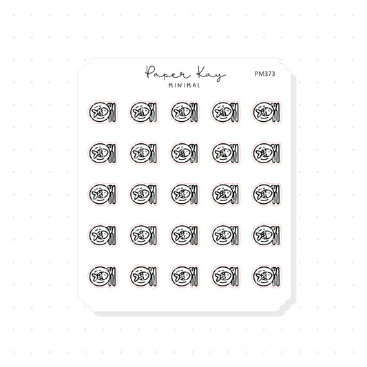 (PM373) Fish Dinner Plate - Tiny Minimal Icon Stickers
