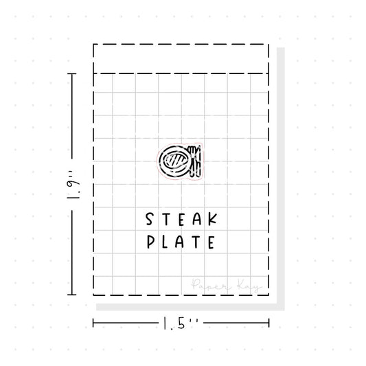 (PM374) Steak Dinner Plate - Tiny Minimal Icon Stickers