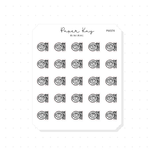 (PM374) Steak Dinner Plate - Tiny Minimal Icon Stickers