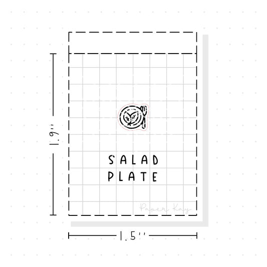 (PM376) Salad Dinner Plate - Tiny Minimal Icon Stickers