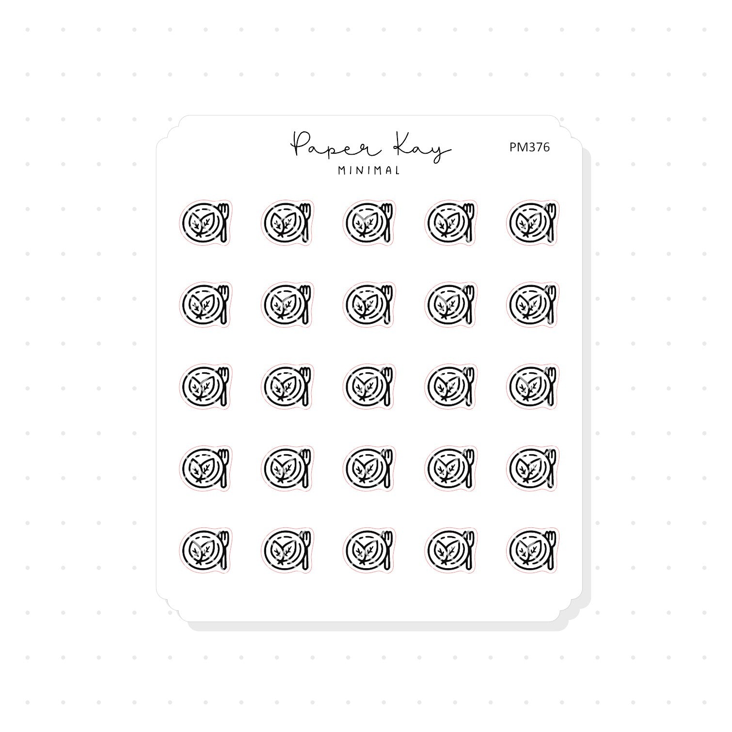 (PM376) Salad Dinner Plate - Tiny Minimal Icon Stickers