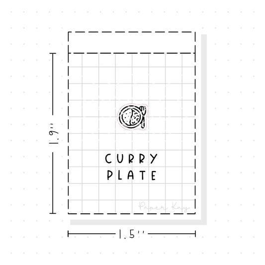 (PM377) Curry Dinner Plate - Tiny Minimal Icon Stickers