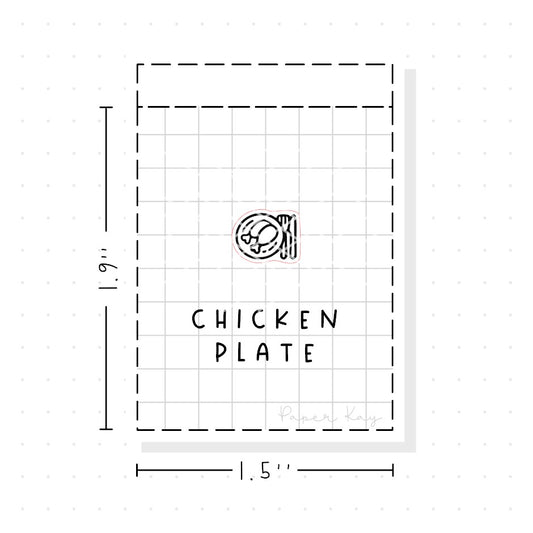 (PM378) Chicken Dinner Plate - Tiny Minimal Icon Stickers