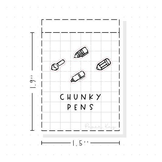 (PM379) Chunky Stationery - Pens and Paintbrush - Tiny Minimal Icon Stickers