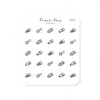 (PM379) Chunky Stationery - Pens and Paintbrush - Tiny Minimal Icon Stickers