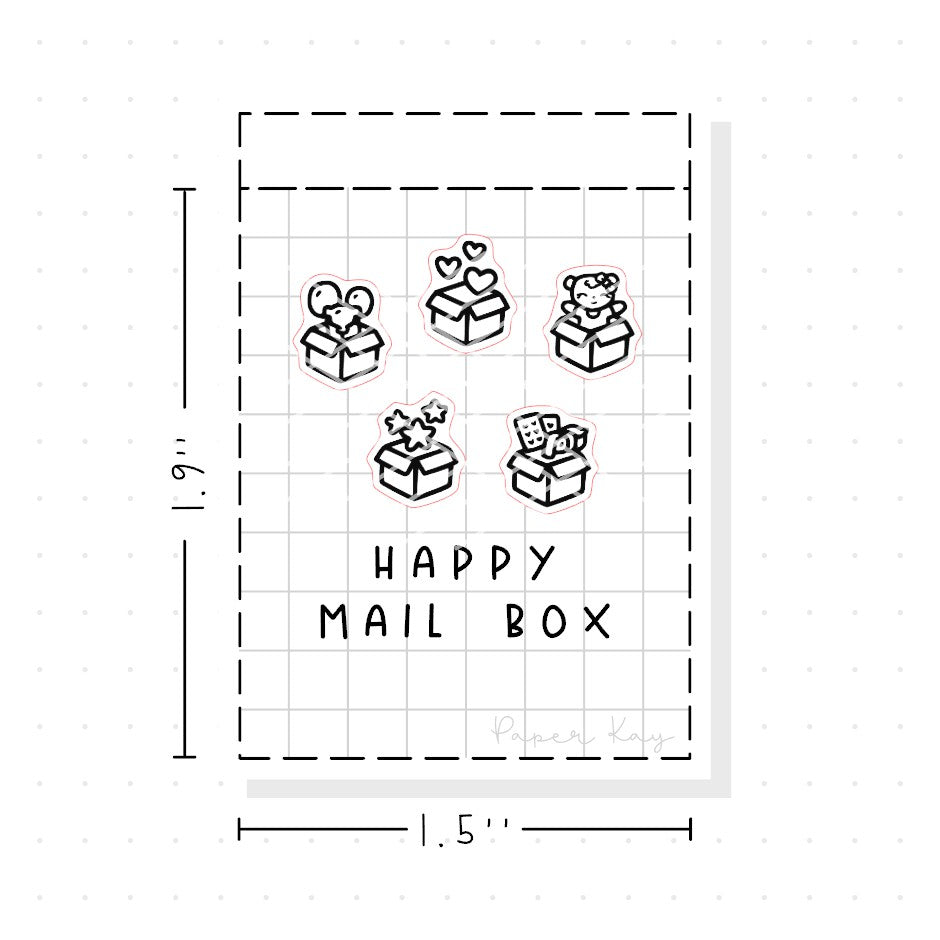 (PM385) Happy Mail Box - Tiny Minimal Icon Stickers