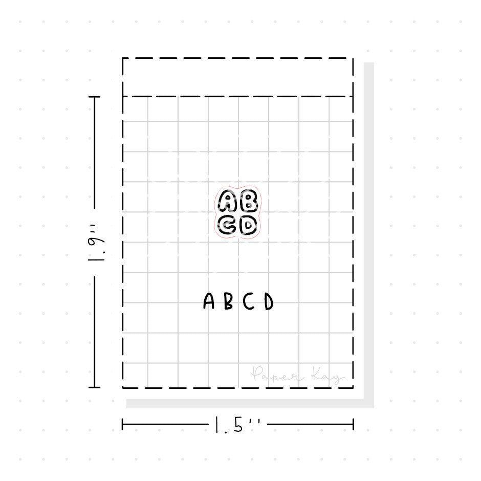 (PM389) ABCD - Tiny Minimal Icon Stickers