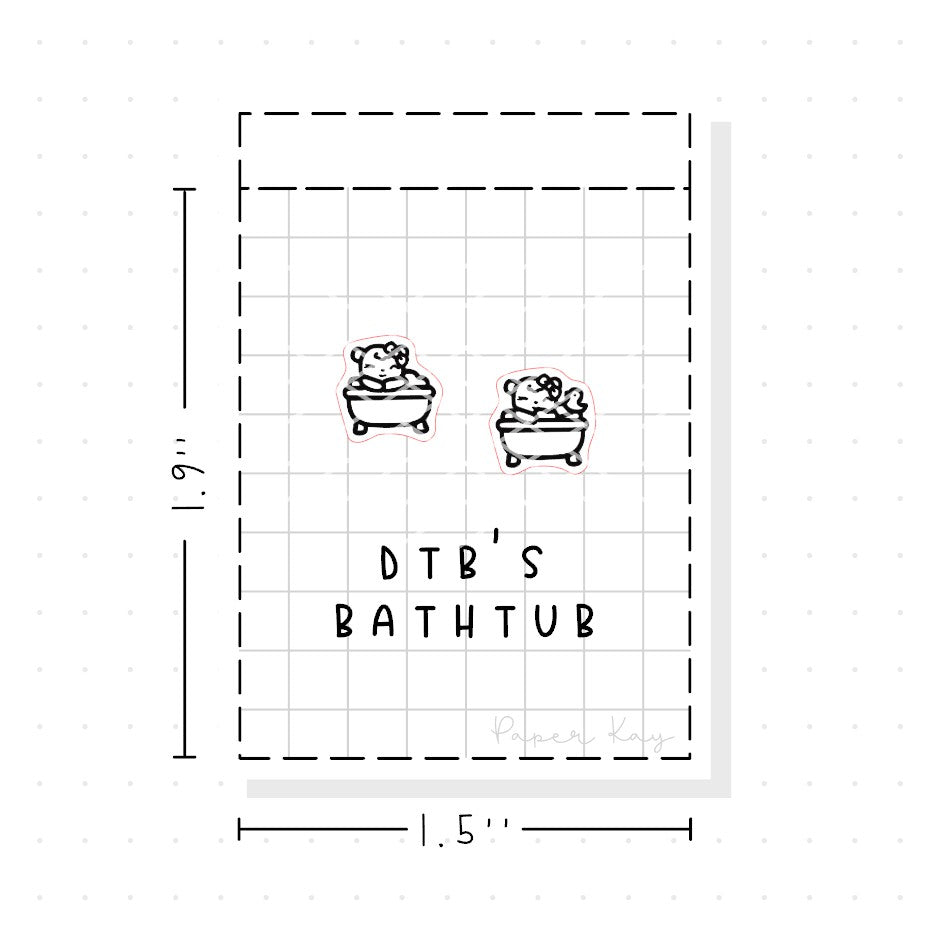 (PM391) Dot the Bear's Bathtub - Tiny Minimal Icon Stickers