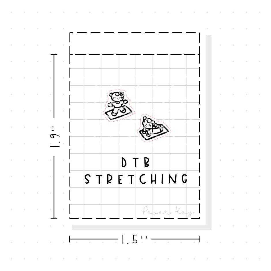 (PM392) Dot the Bear Stretching - Tiny Minimal Icon Stickers