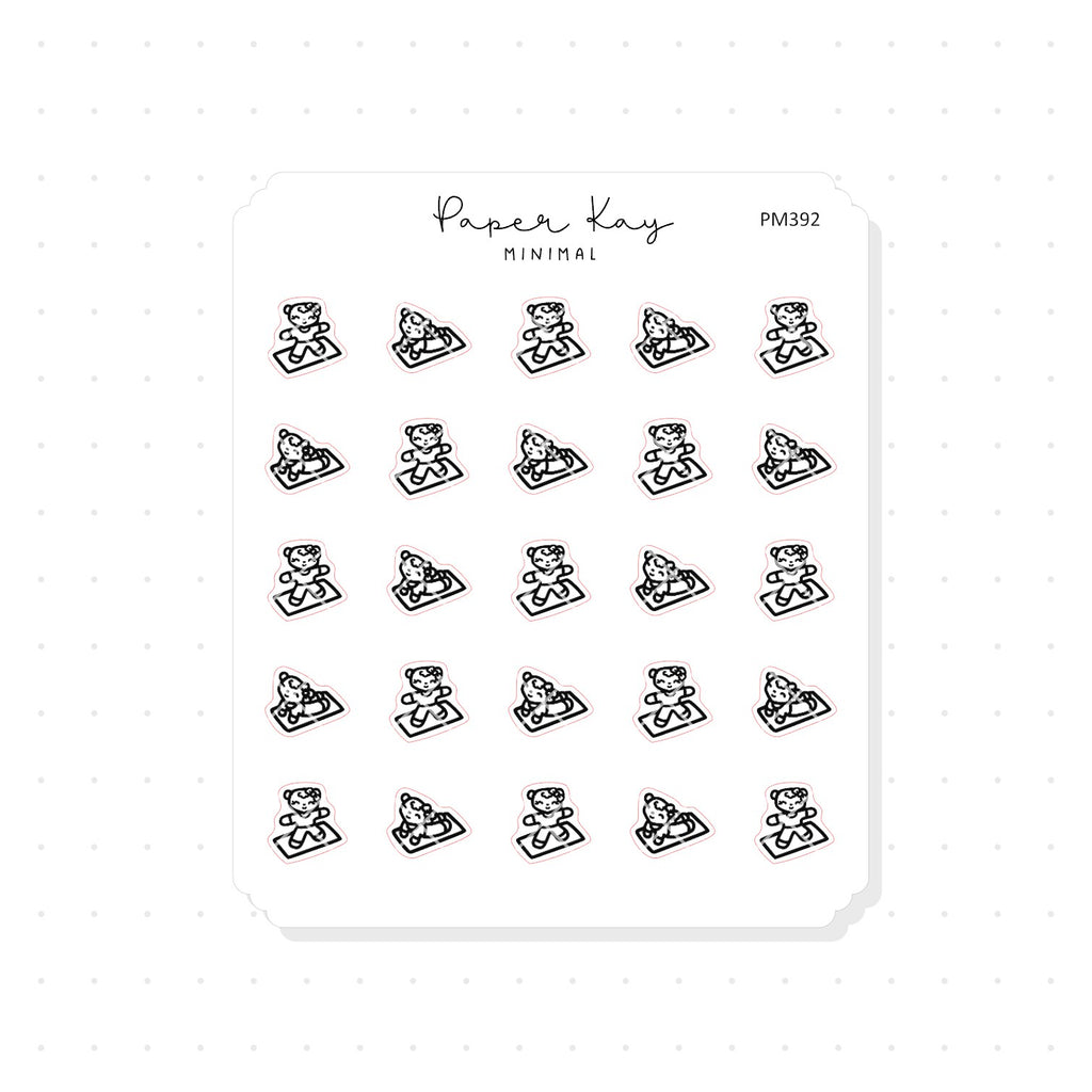 (PM392) Dot the Bear Stretching - Tiny Minimal Icon Stickers