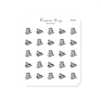 (PM392) Dot the Bear Stretching - Tiny Minimal Icon Stickers