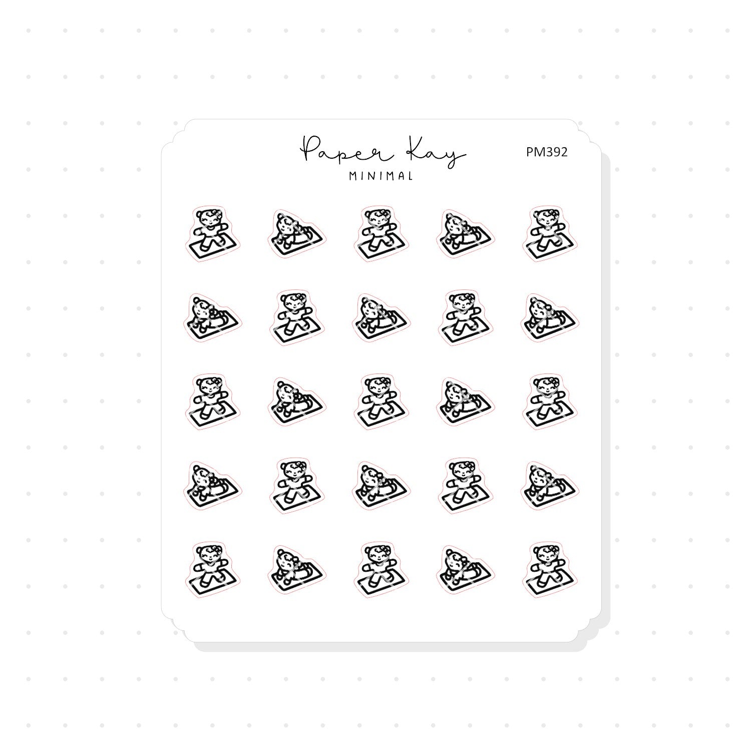 (PM392) Dot the Bear Stretching - Tiny Minimal Icon Stickers
