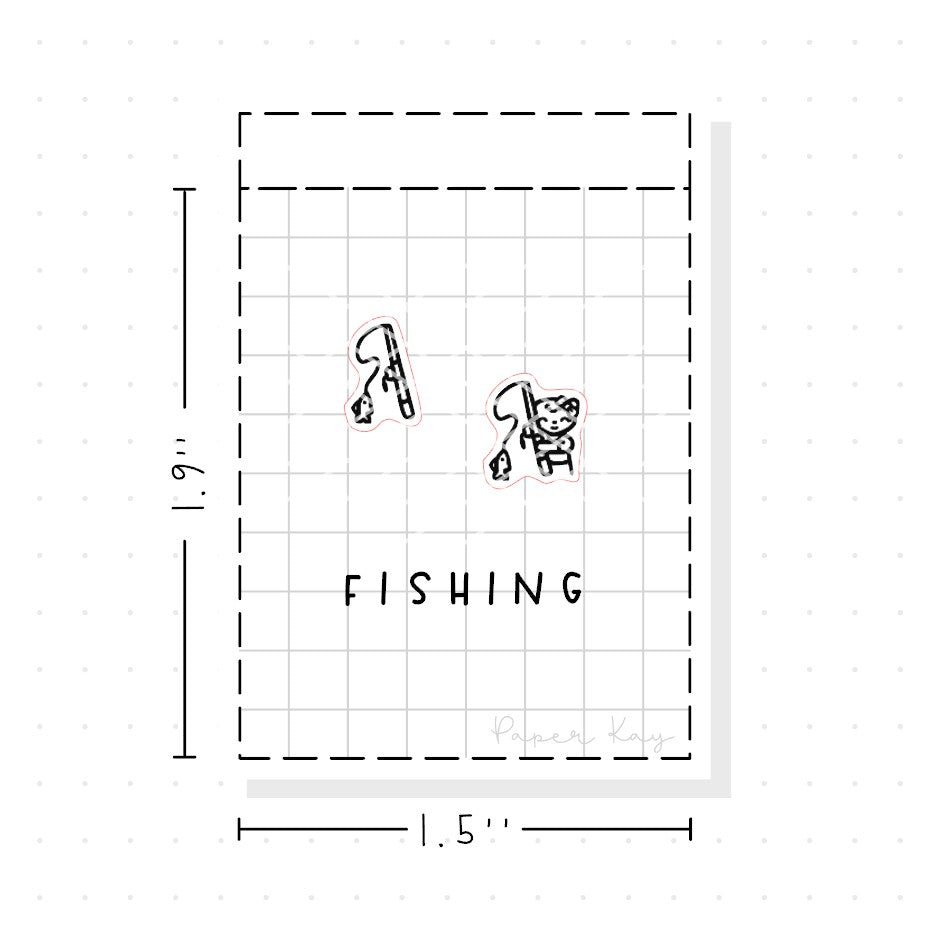 (PM393) Fishing - Tiny Minimal Icon Stickers