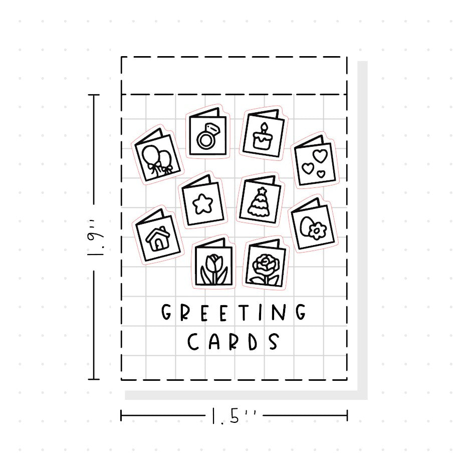 (PM394) Greeting Cards - Tiny Minimal Icon Stickers