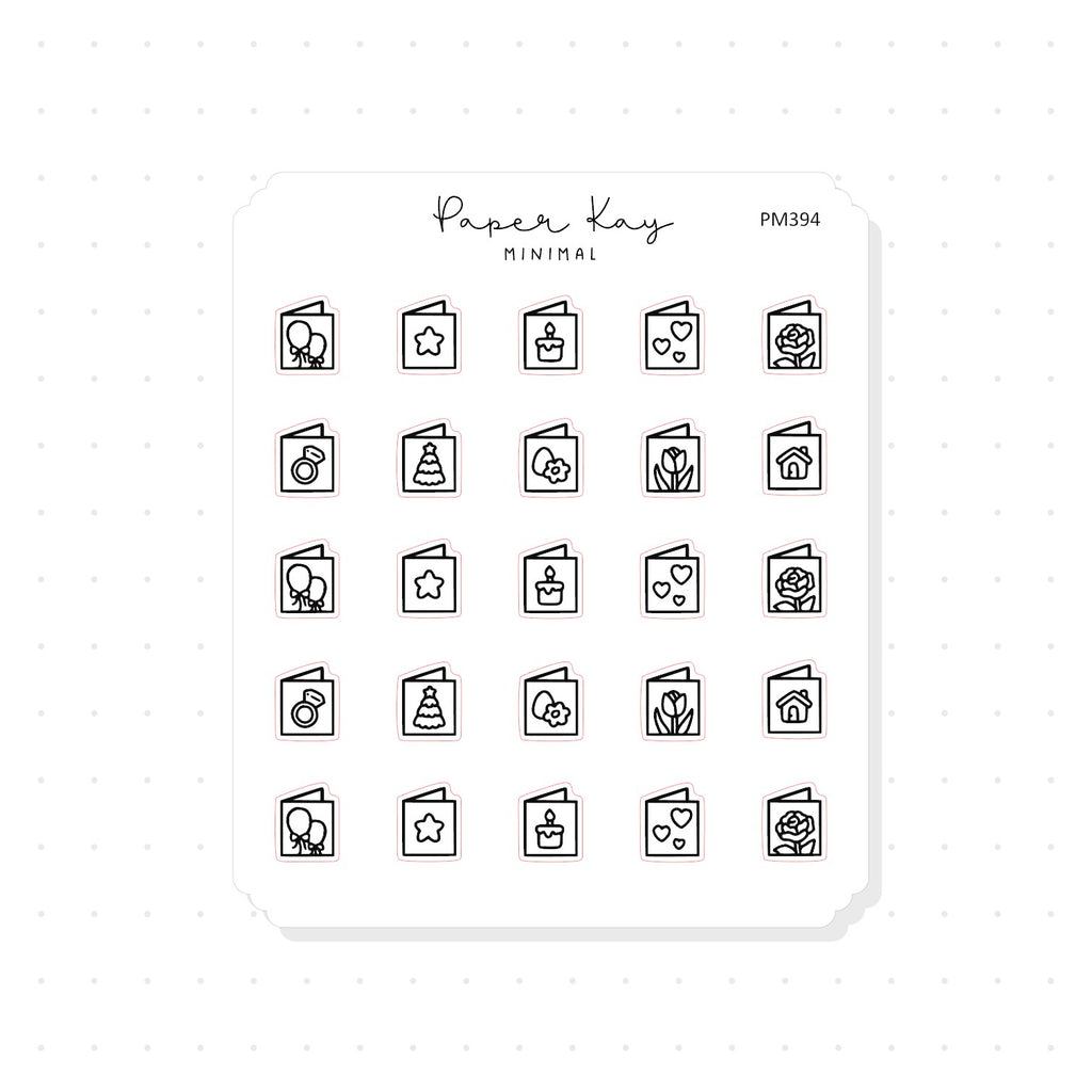 (PM394) Greeting Cards - Tiny Minimal Icon Stickers