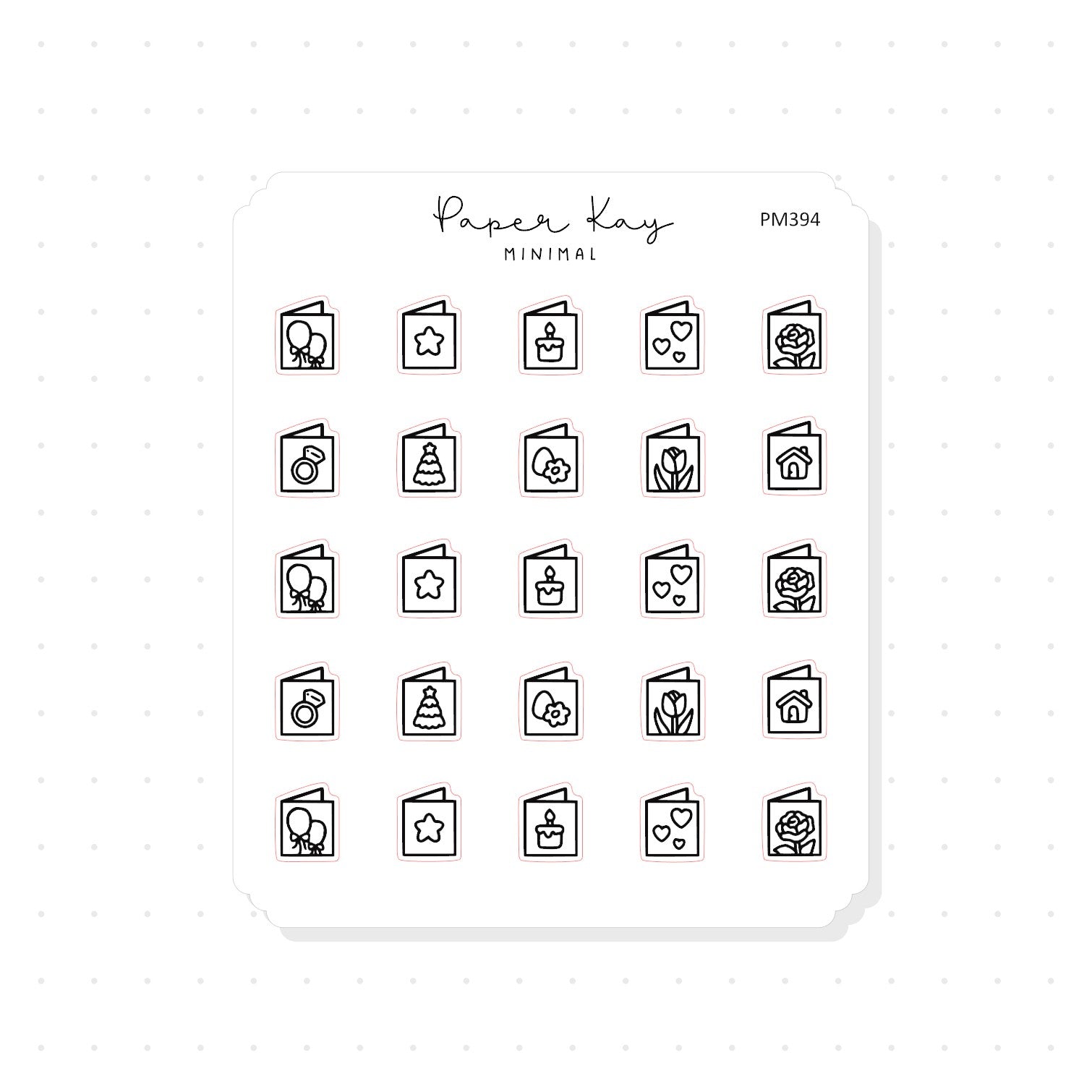 (PM394) Greeting Cards - Tiny Minimal Icon Stickers