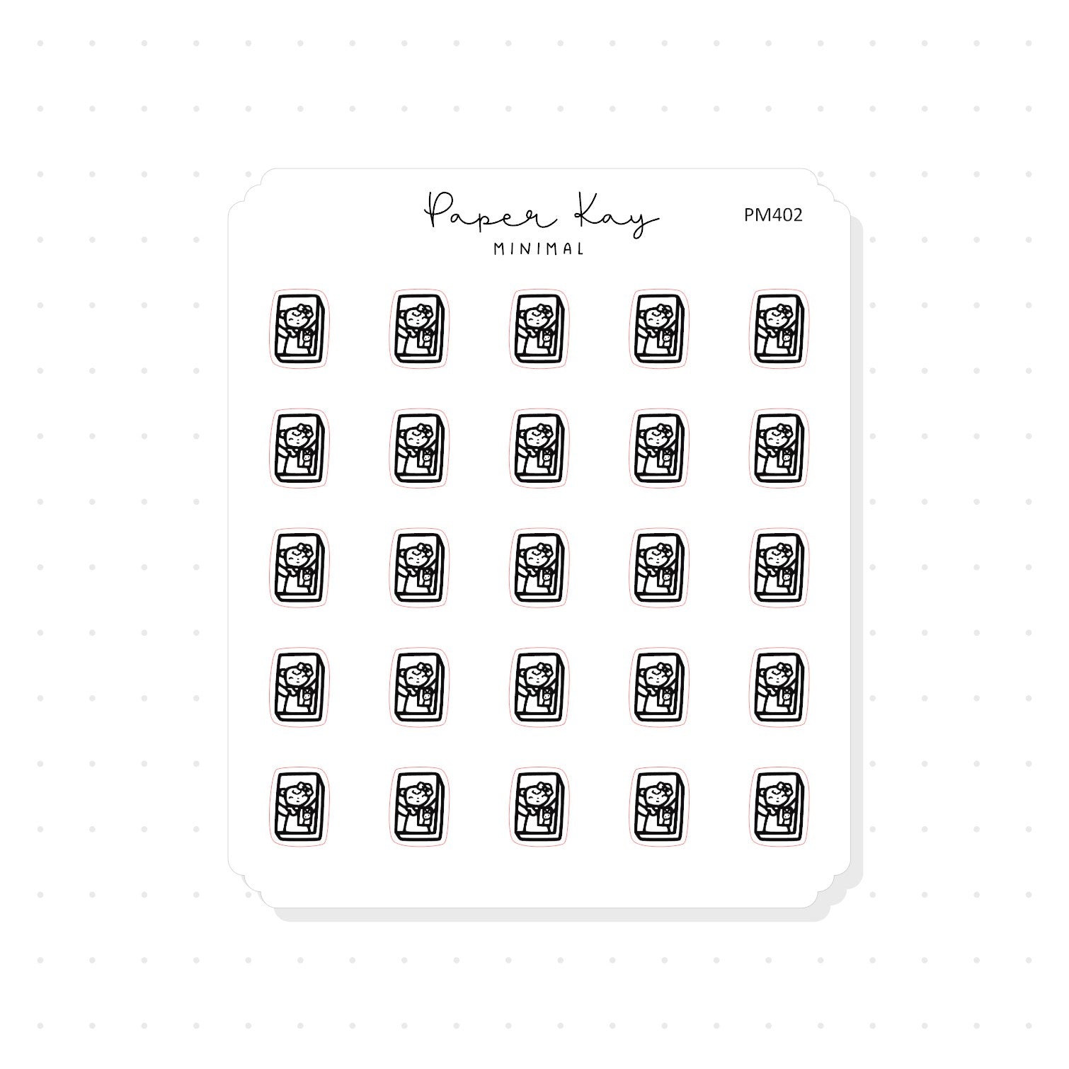 (PM402) Video Phone Call - Tiny Minimal Icon Stickers