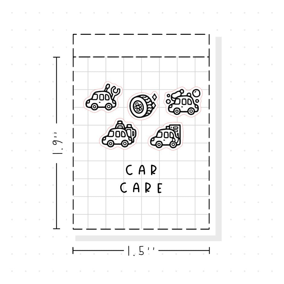 (PM410) Car Care - Tiny Minimal Icon Stickers
