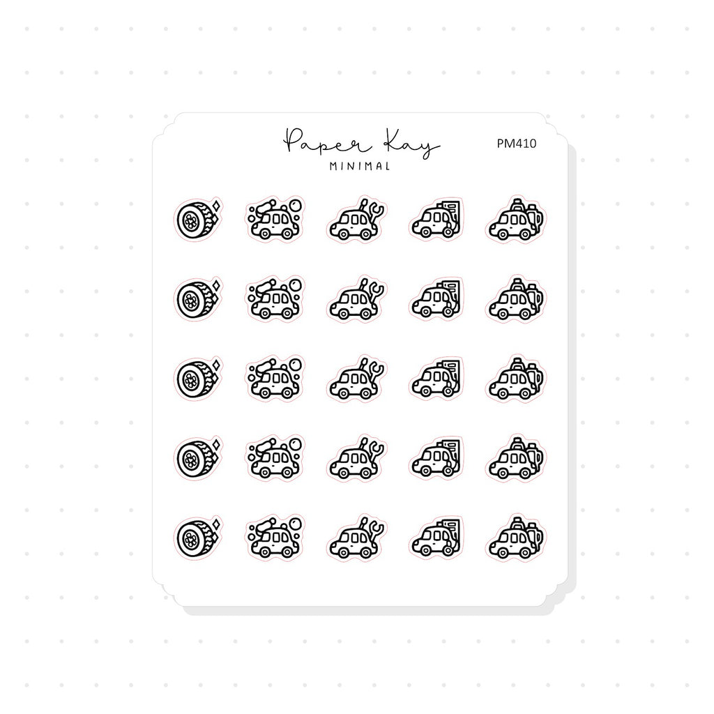 (PM410) Car Care - Tiny Minimal Icon Stickers