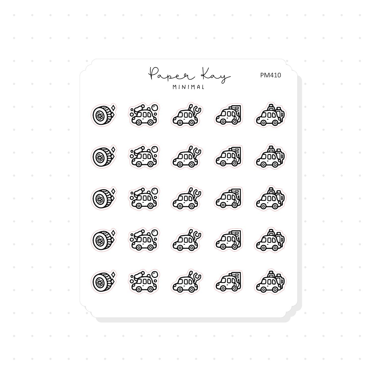 (PM410) Car Care - Tiny Minimal Icon Stickers