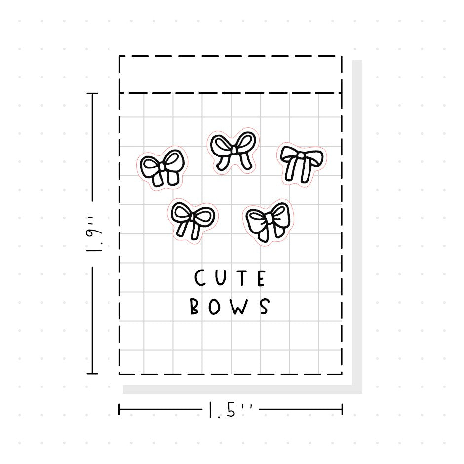 (PM411) Cute Bows - Tiny Minimal Icon Stickers