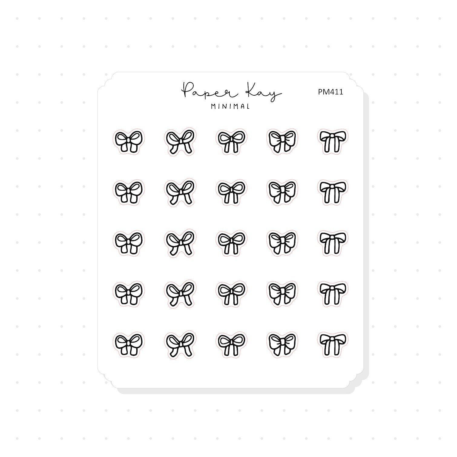 (PM411) Cute Bows - Tiny Minimal Icon Stickers