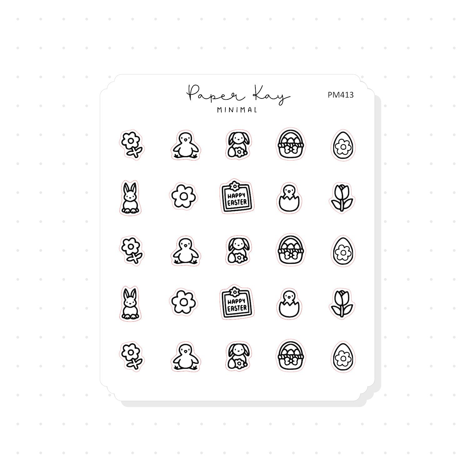 (PM413) Easter - Tiny Minimal Icon Stickers
