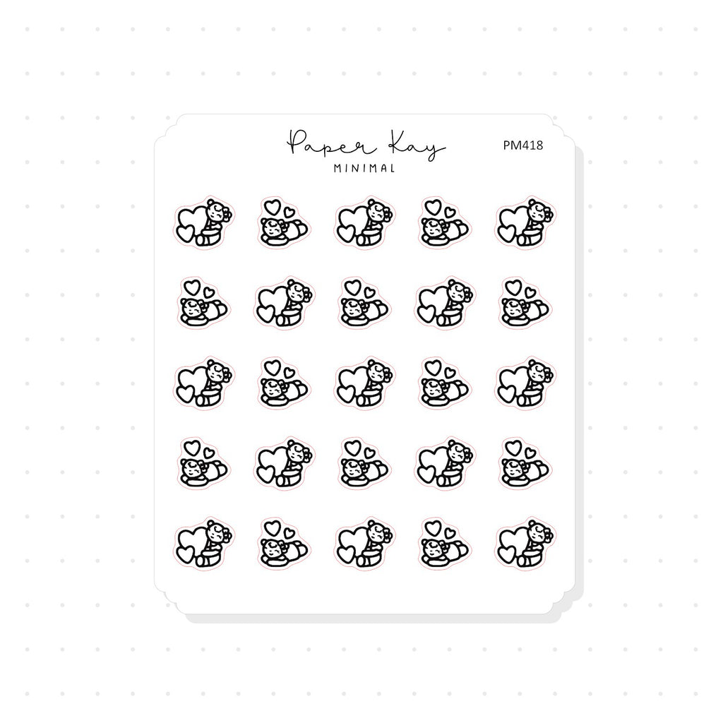 (PM418) Dot the Bear Feeling Loved - Tiny Minimal Icon Stickers