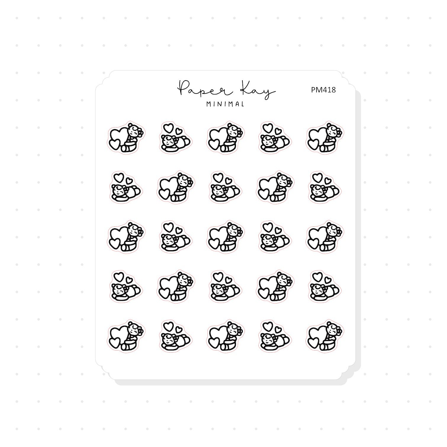 (PM418) Dot the Bear Feeling Loved - Tiny Minimal Icon Stickers