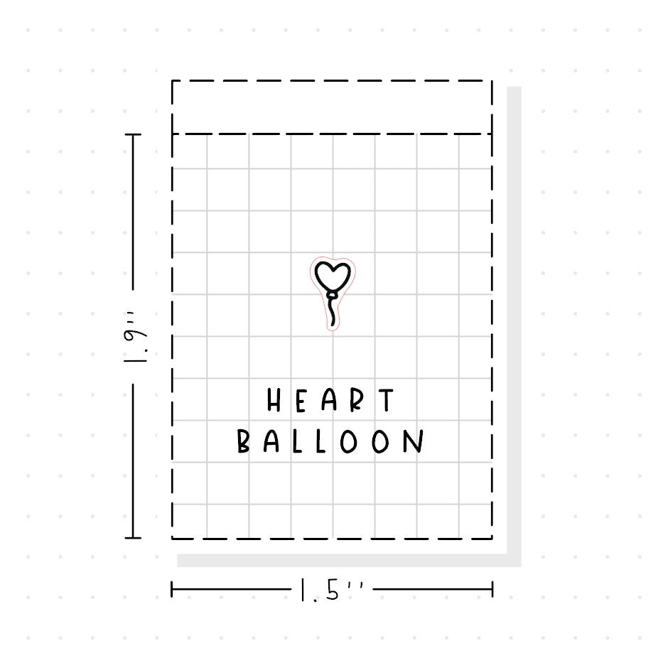 (PM419) Heart Balloon - Tiny Minimal Icon Stickers