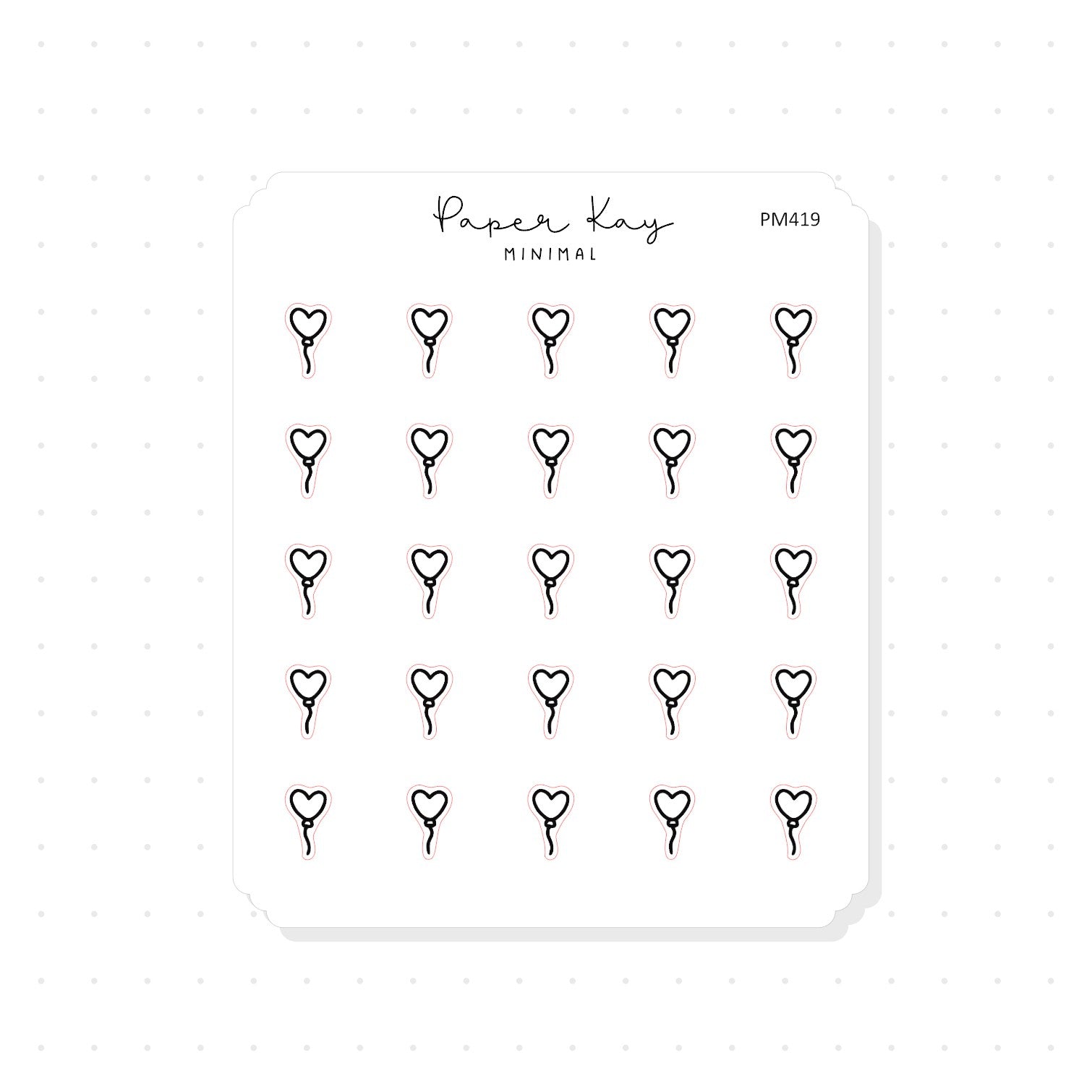 (PM419) Heart Balloon - Tiny Minimal Icon Stickers