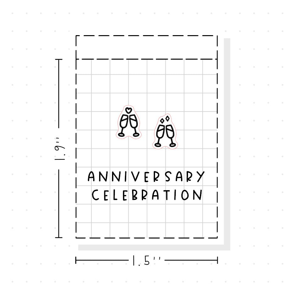 (PM420) Anniversary/Celebration - Tiny Minimal Icon Stickers