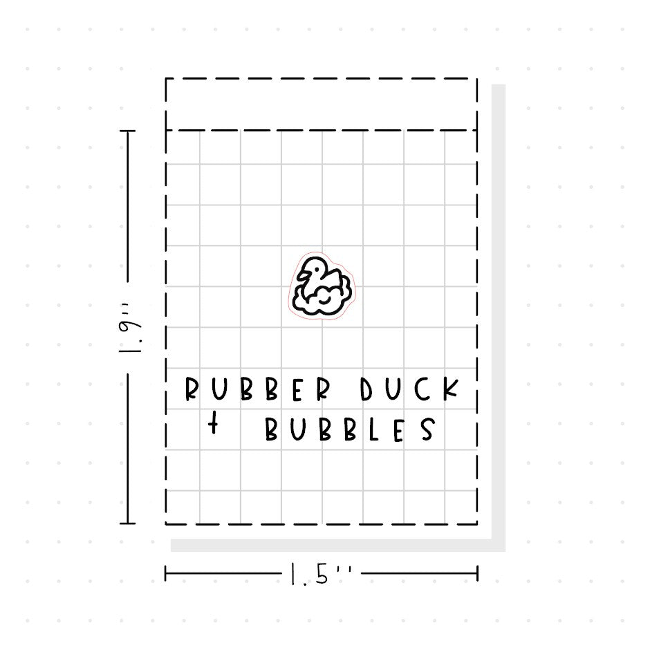 (PM422) Rubber Duck with Bubbles - Tiny Minimal Icon Stickers