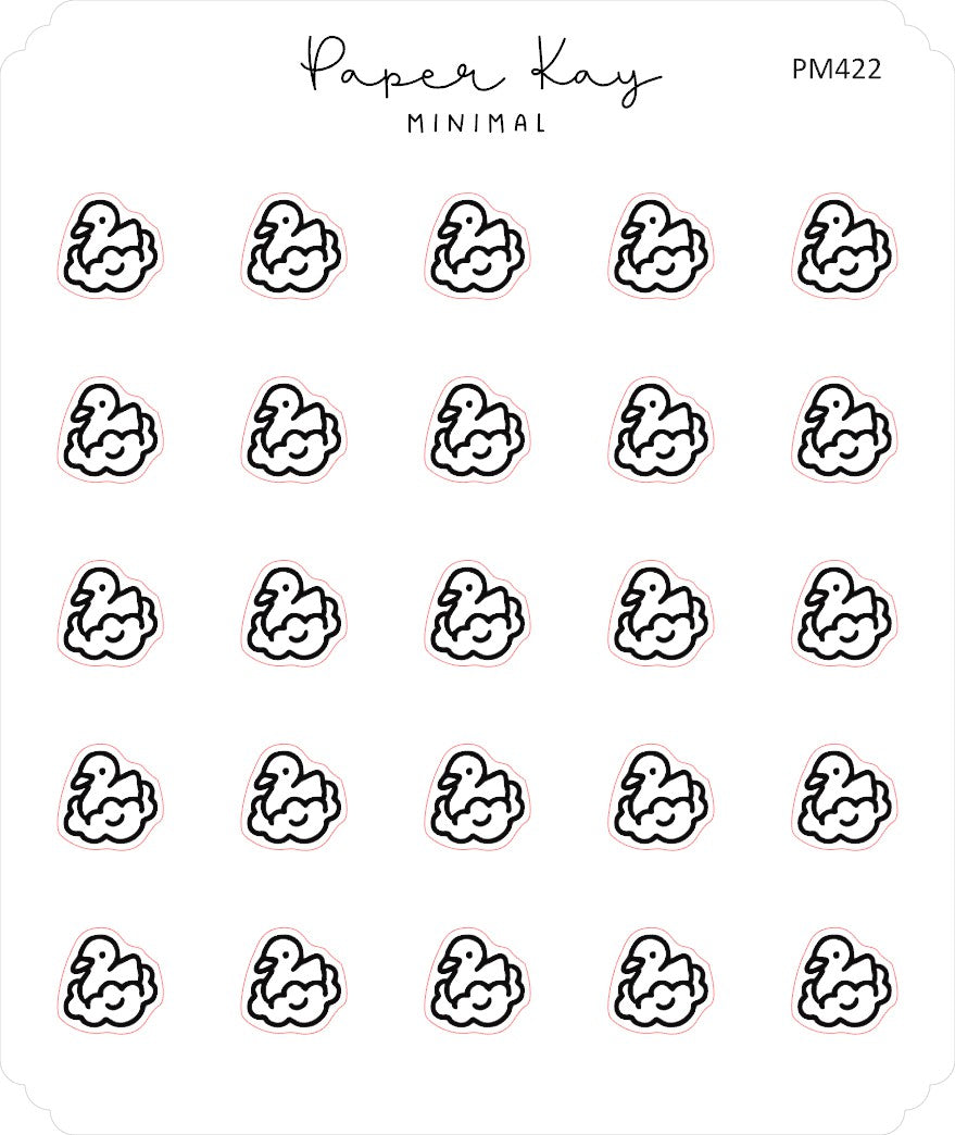 (PM422) Rubber Duck with Bubbles - Tiny Minimal Icon Stickers