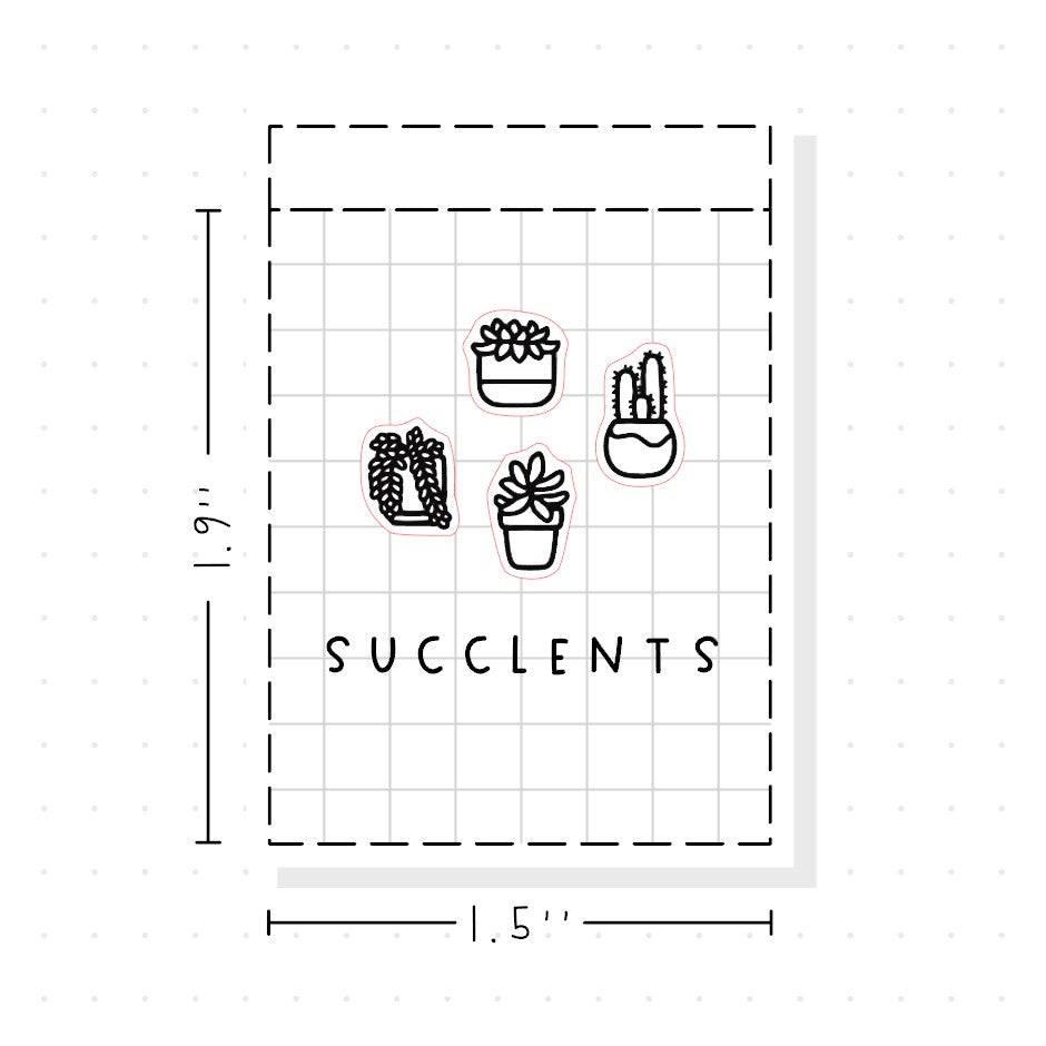 (PM433) Succulents - Tiny Minimal Icon Stickers