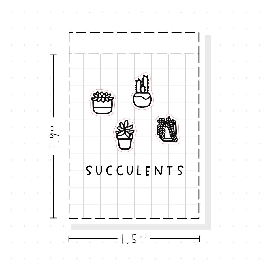 (PM433) Succulents - Tiny Minimal Icon Stickers