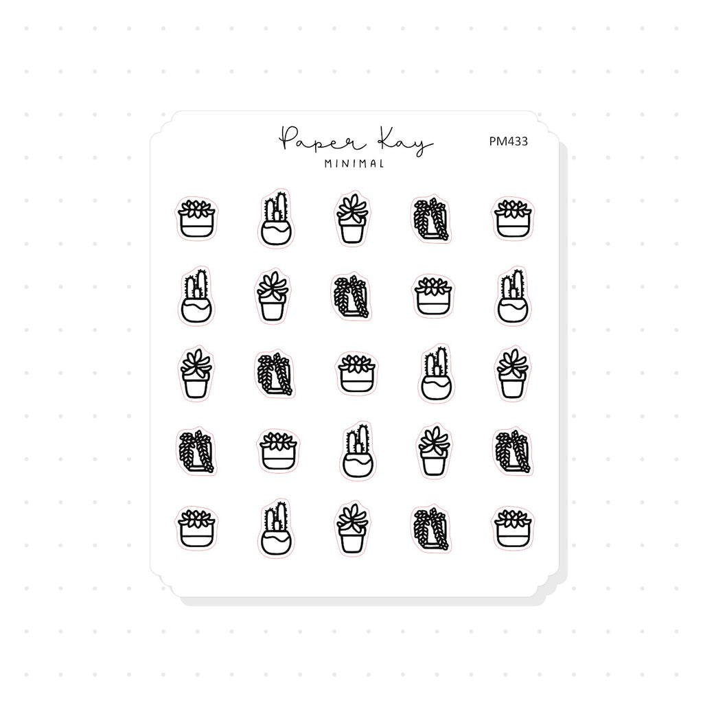 (PM433) Succulents - Tiny Minimal Icon Stickers