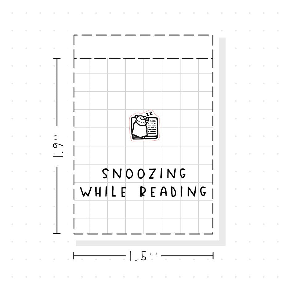 (PM442) Snoozing While Reading - Tiny Minimal Icon Stickers
