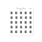 (PM443) Bookcase - Tiny Minimal Icon Stickers