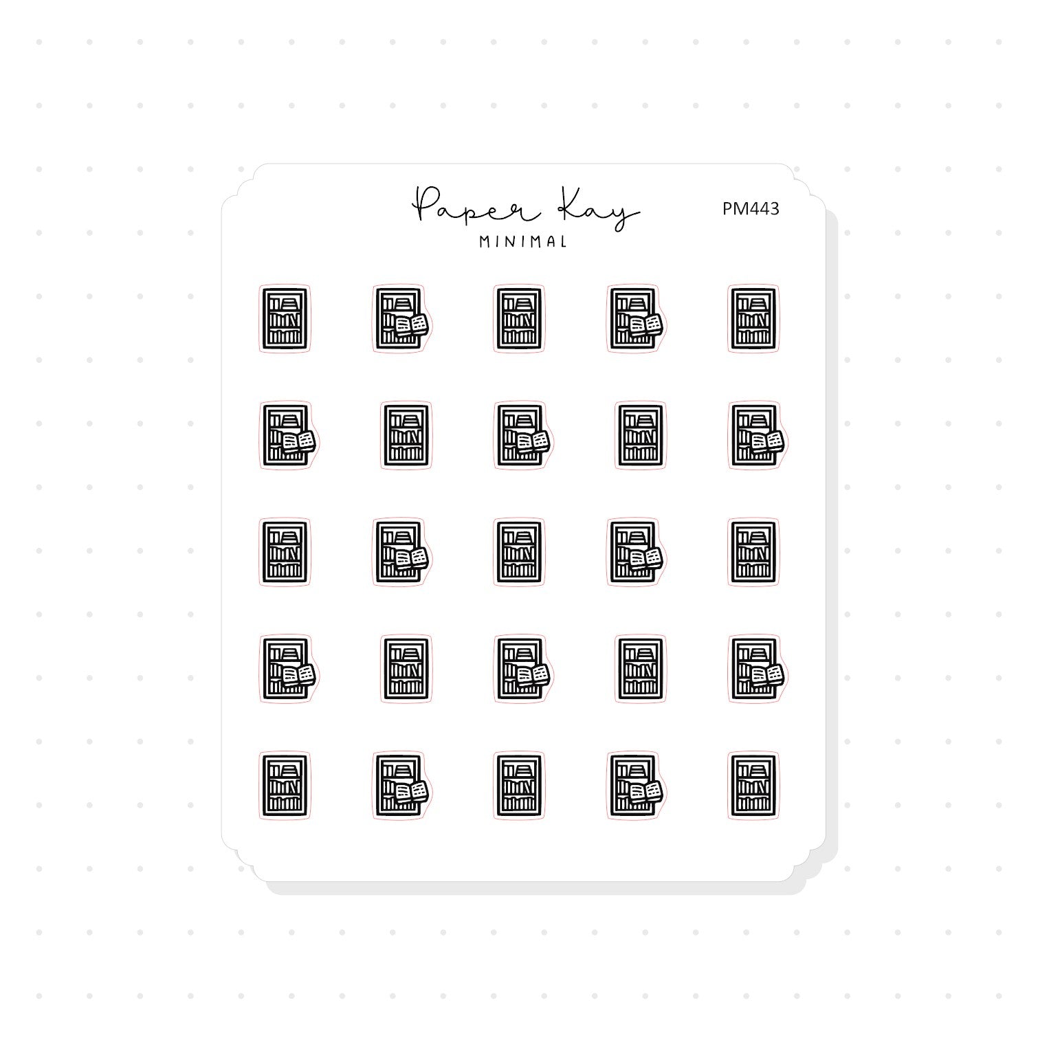 (PM443) Bookcase - Tiny Minimal Icon Stickers