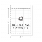 (PM447) Monitor and Headphones - Tiny Minimal Icon Stickers