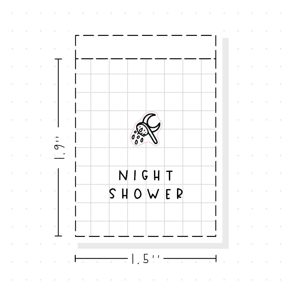 (PM452) Night Shower - Tiny Minimal Icon Stickers