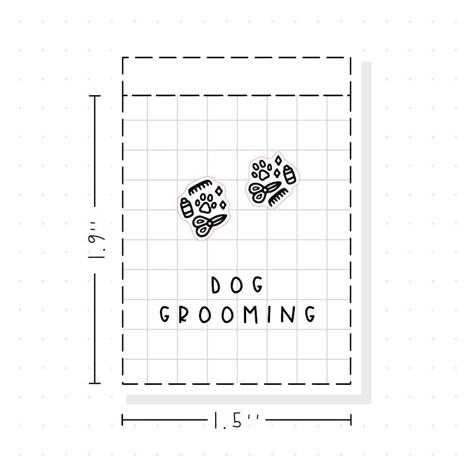 (PM456) Dog Grooming - Tiny Minimal Icon Stickers